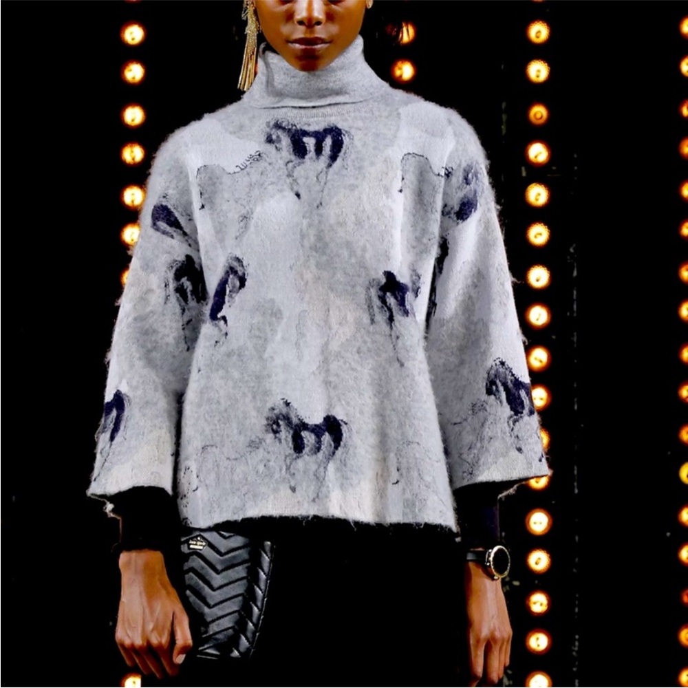Kate Spade New York Horse Stallion Print Wool-Blend Turtleneck Sweater
 0 (XS)